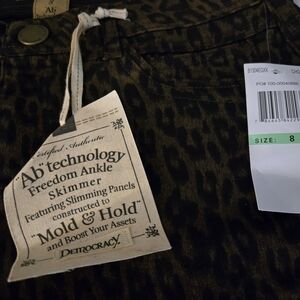 Democracy Green Leopard Straight Leg Jeans
